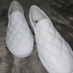 Nine West White Quilted Slip-On Sneakers